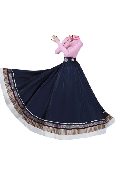 Design Tibetan dance costume skirt, custom-made big swing skirt performance costume, women's top jumpsuit, Tibetan practice clothing, art test ethnic style, Tibetan performance costume SKDO020 detail view-1